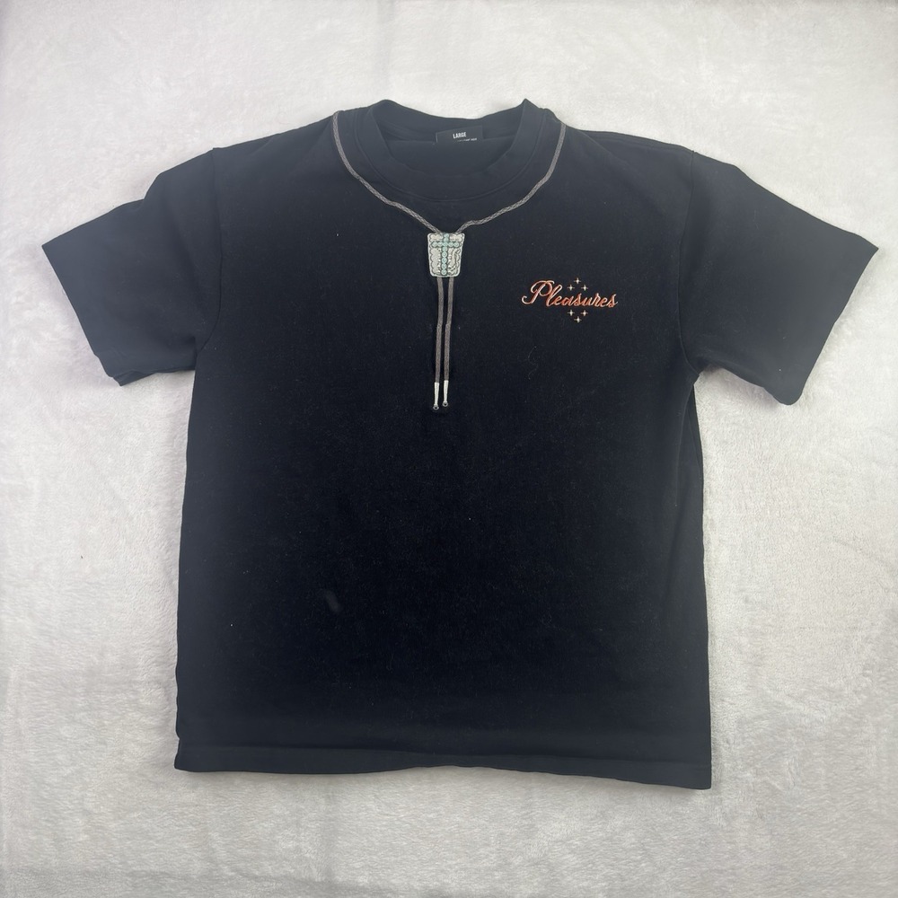 Pleasures Rosary Black Short Sleeve Embroidered Shirt Men's Large